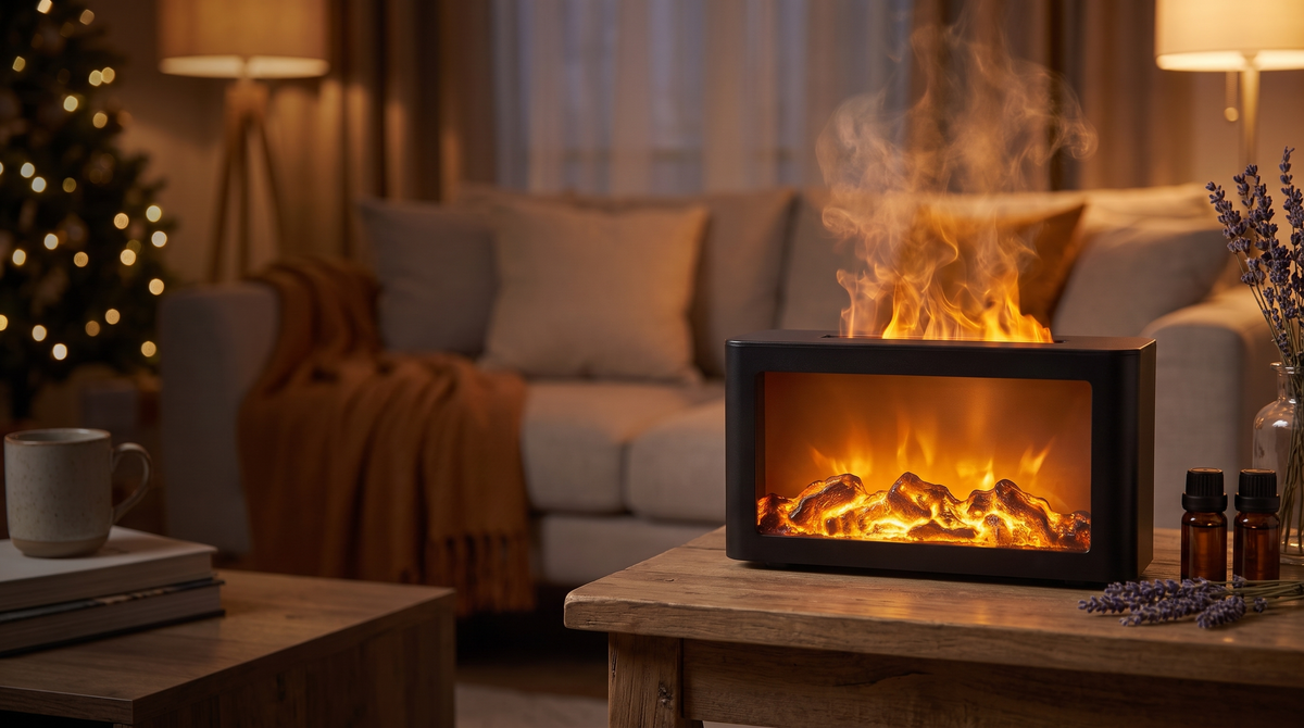 Chimenea aromática Lumina en uso, ambiente cálido